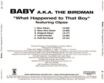 Baby aka Birdman – What Happened To That Boy (Promo CDS) (2003) (FLAC + 320 kbps)