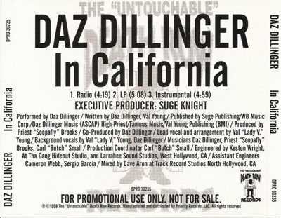 Daz Dillinger – In California (Promo CDS) (1998) (FLAC + 320 kbps)