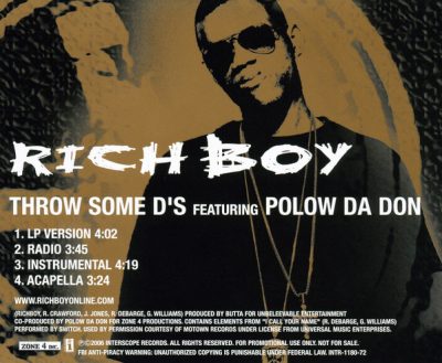 Rich Boy – Throw Some D’s (Promo CDS) (2006) (FLAC + 320 kbps)