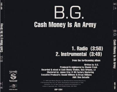 B.G. – Cash Money Is An Army (Promo CDS) (1999) (FLAC + 320 kbps)