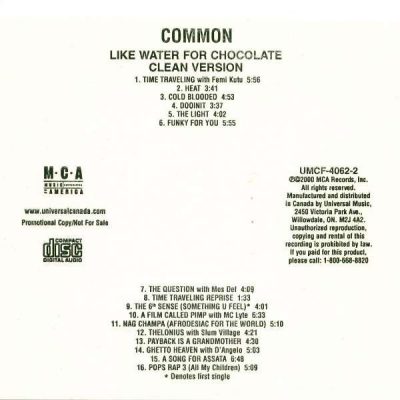 Common – Like Water For Chocolate (Clean Edition CD) (2000) (FLAC + 320 kbps)