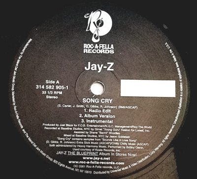 Jay-Z – Song Cry / Hola’ Hovito (VLS) (2001) (FLAC + 320 kbps)